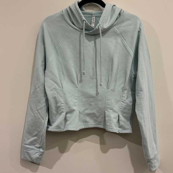 Fabletics light blue peplum hoodie, woman’s medium - Picture 2 of 5